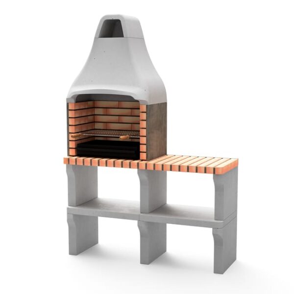 Barbacoa de obra MOVELAR ladrillo madera y carbón New Iberia