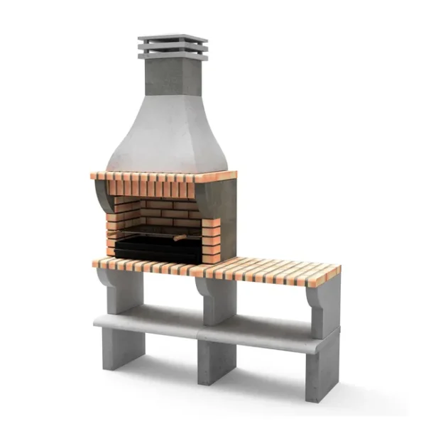 Barbacoa de obra MOVELAR ladrillo, hormigón madera y carbón Maipu