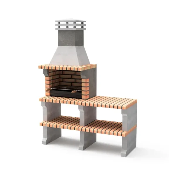 Barbacoa de obra MOVELAR ladrillo madera y carbón Lix Xl Com Bancada